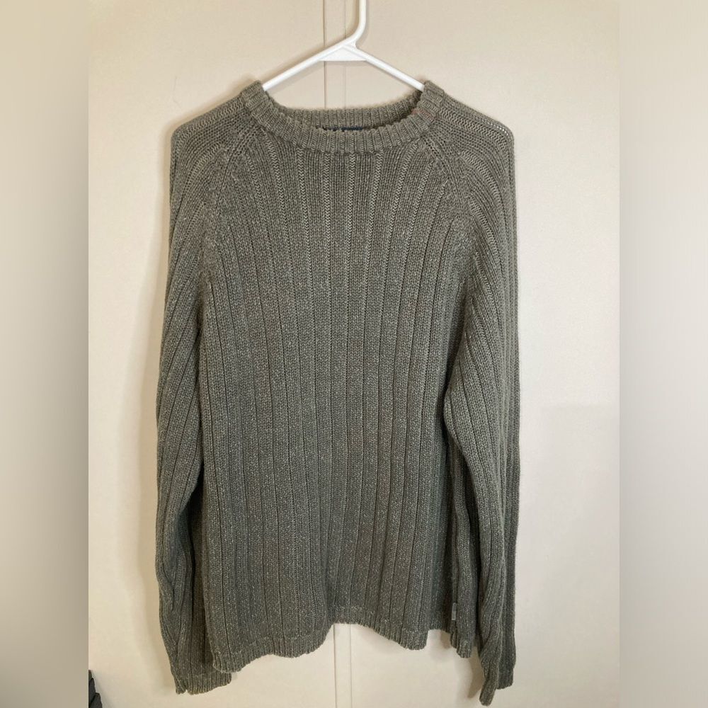 VTG Woolrich Sweater Olive Green Cotton Ribbed Knit Men's Size XL